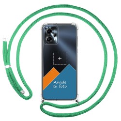 Personaliza tu Funda Colgante Transparente para Motorola Moto G13 con Cordon Verde Agua Dibujo Personalizada