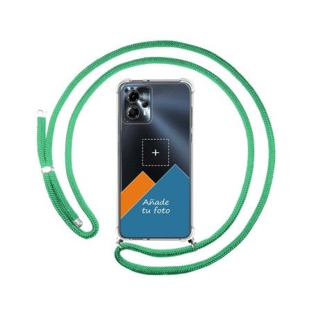 Personaliza tu Funda Colgante Transparente para Motorola Moto G23 con Cordon Verde Agua Dibujo Personalizada
