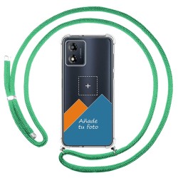 Personaliza tu Funda Colgante Transparente para Motorola Moto E13 con Cordon Verde Agua Dibujo Personalizada