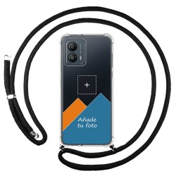 Personaliza tu Funda Colgante Transparente para Motorola Moto G53 5G con Cordon Negro Dibujo Personalizada