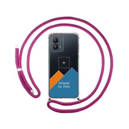 Personaliza tu Funda Colgante Transparente para Motorola Moto G53 5G con Cordon Rosa Fucsia Dibujo Personalizada