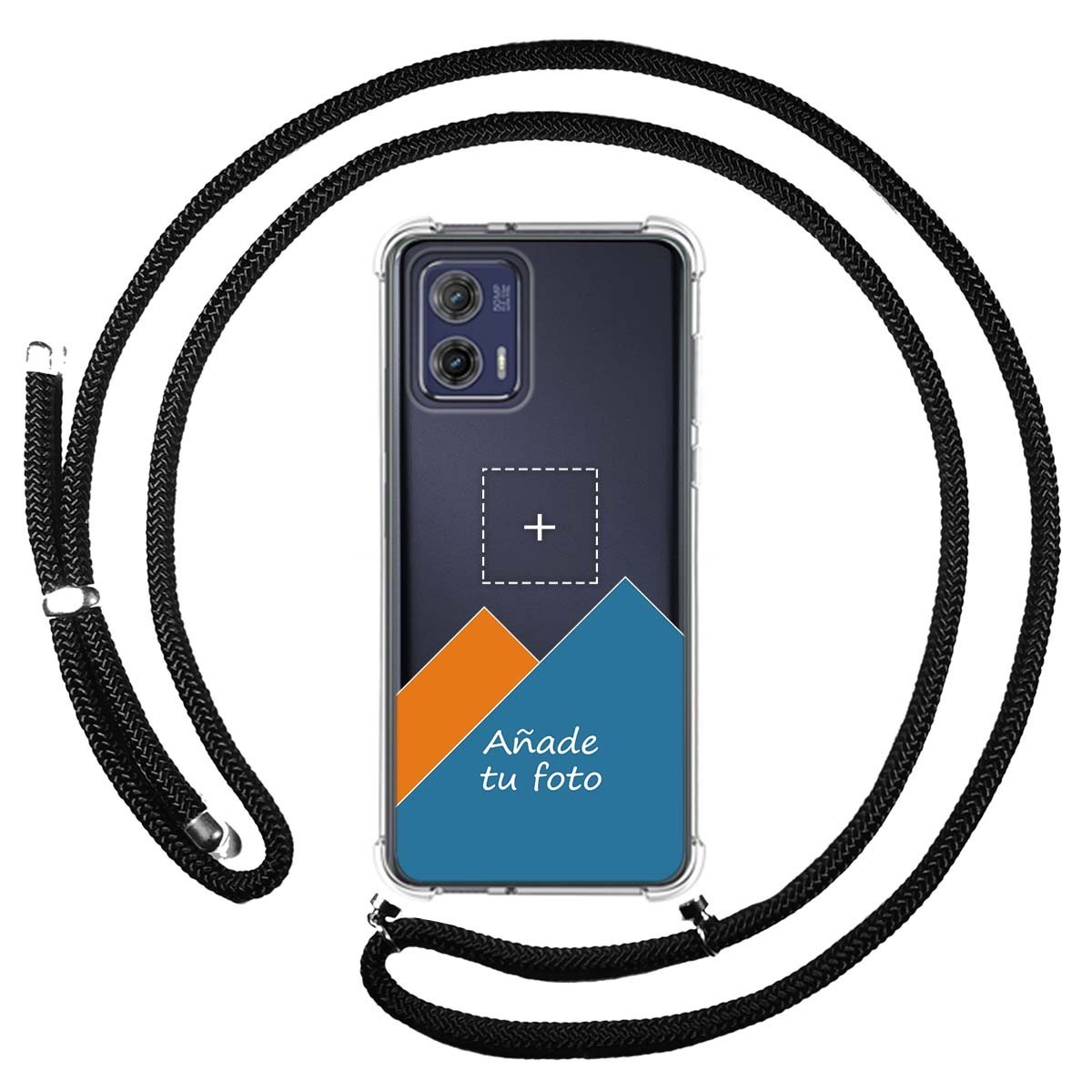 Personaliza tu Funda Colgante Transparente para Motorola Moto G73 5G con Cordon Negro Dibujo Personalizada