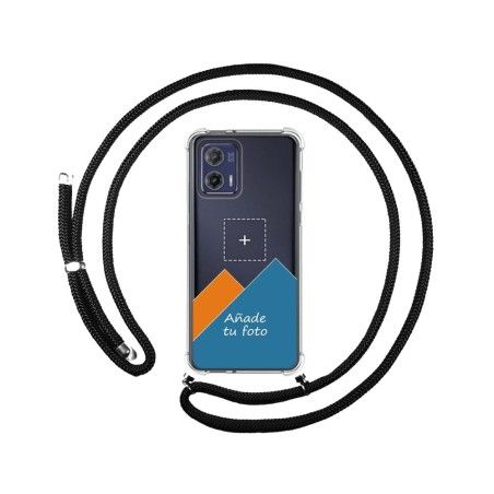 Personaliza tu Funda Colgante Transparente para Motorola Moto G73 5G con Cordon Negro Dibujo Personalizada