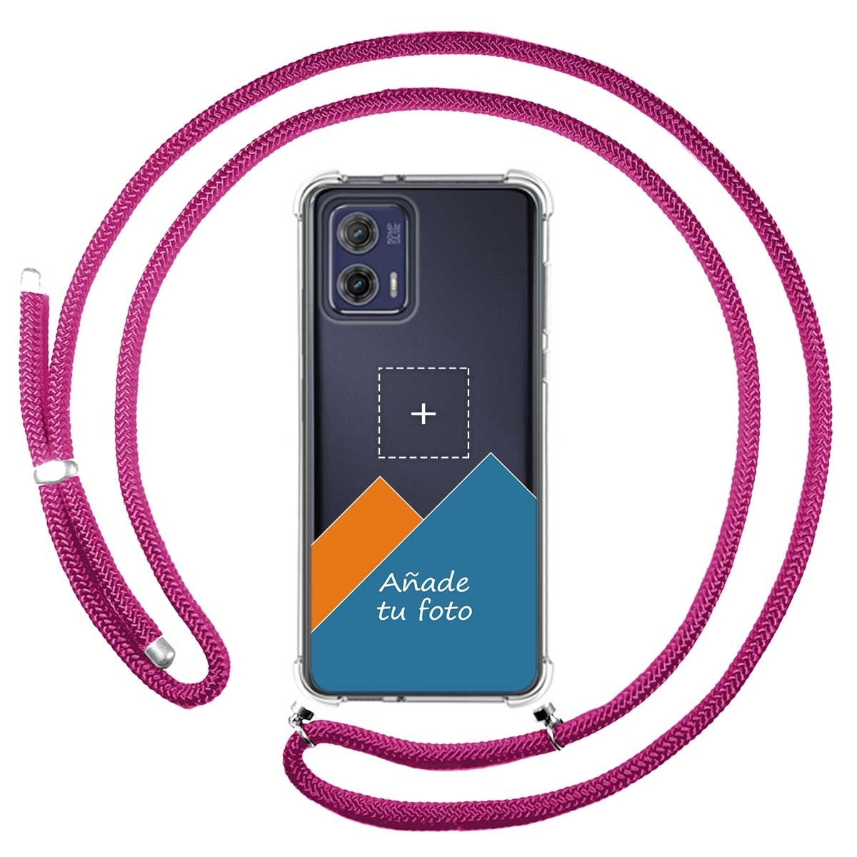Motorola Moto G73 5G Personaliza tu Funda Antigolpes con cordón Rosa Fucsia  con tu Fotografía