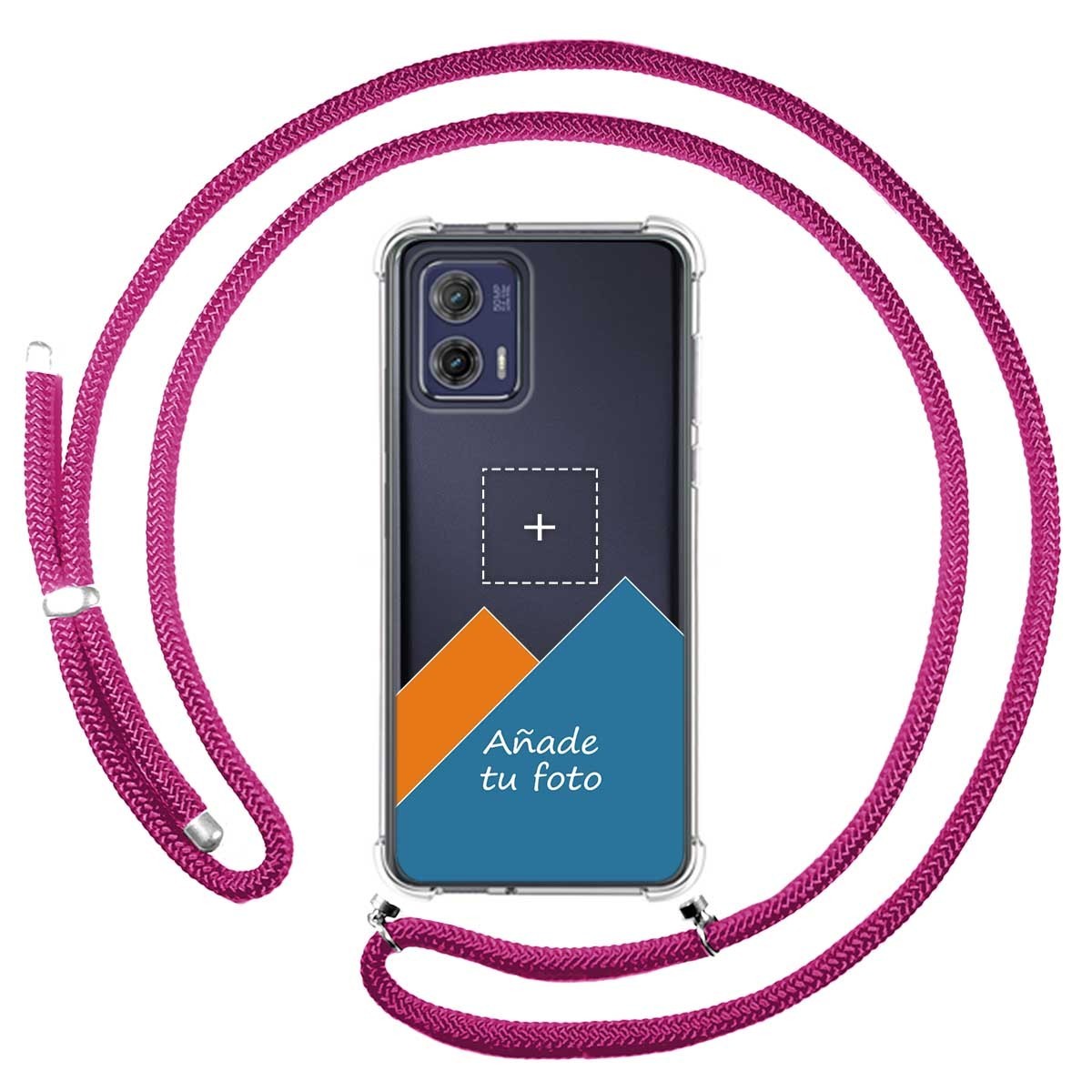 Personaliza tu Funda Colgante Transparente para Motorola Moto G73 5G con Cordon Rosa Fucsia Dibujo Personalizada
