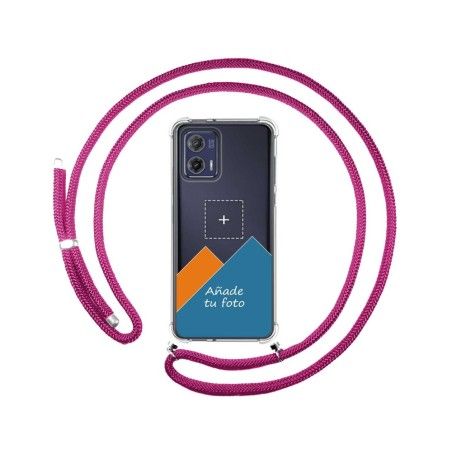 Personaliza tu Funda Colgante Transparente para Motorola Moto G73 5G con Cordon Rosa Fucsia Dibujo Personalizada