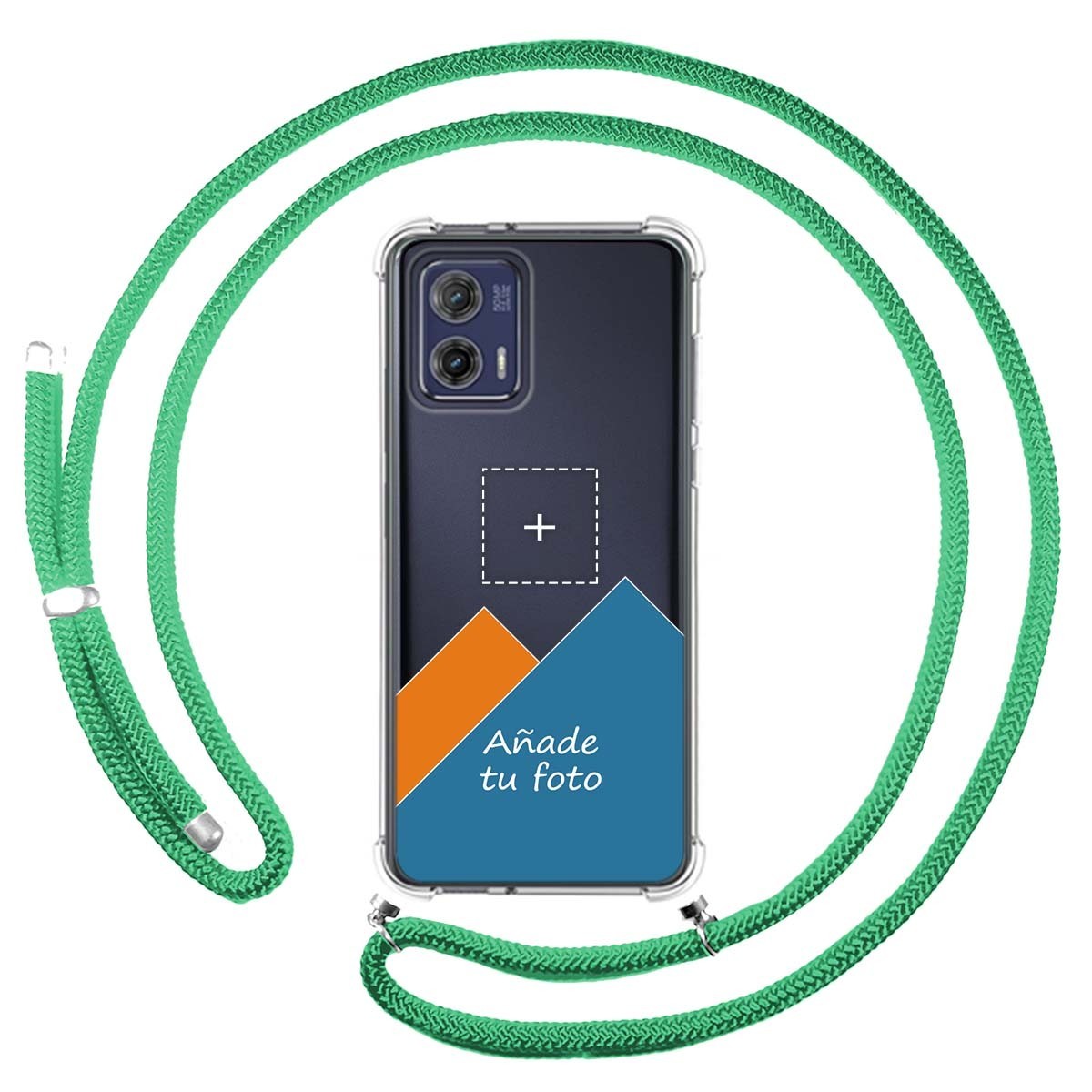 Personaliza tu Funda Colgante Transparente para Motorola Moto G73 5G con Cordon Verde Agua Dibujo Personalizada