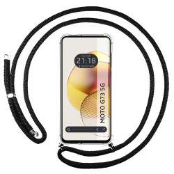 Funda Colgante Transparente para Motorola Moto G73 5G con Cordon Negro