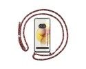 Funda Colgante Transparente para Motorola Moto G73 5G con Cordon Rosa / Dorado