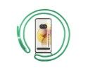 Funda Colgante Transparente para Motorola Moto G73 5G con Cordon Verde Agua