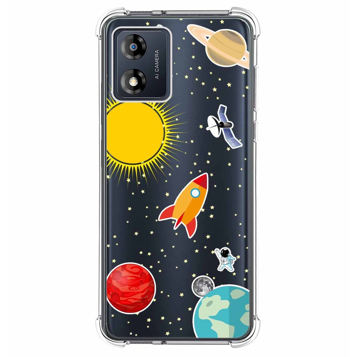 Funda Silicona Antigolpes para Motorola Moto E13 diseño Espacio Dibujos