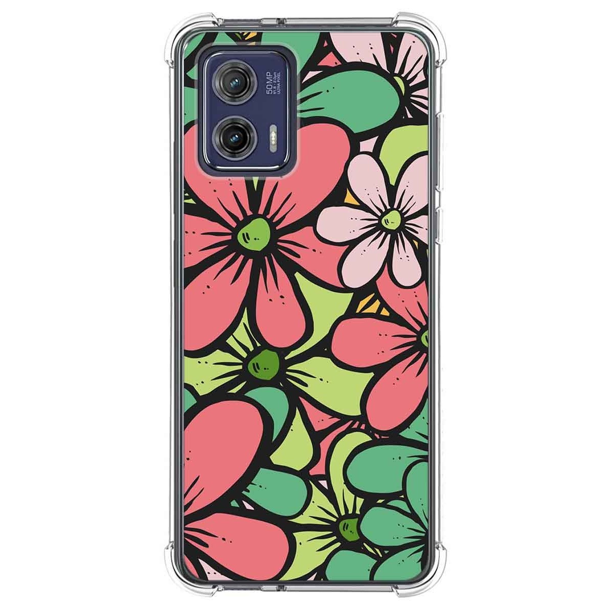 Funda Silicona Antigolpes para Motorola Moto G73 5G diseño Flores 02 Dibujos