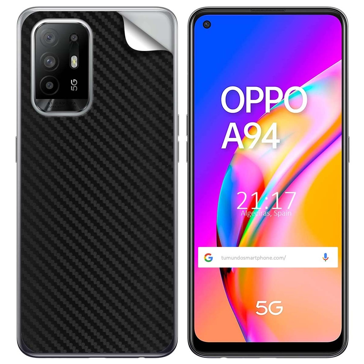 Pegatina Vinilo Autoadhesiva Textura Carbono para Oppo A94 5G