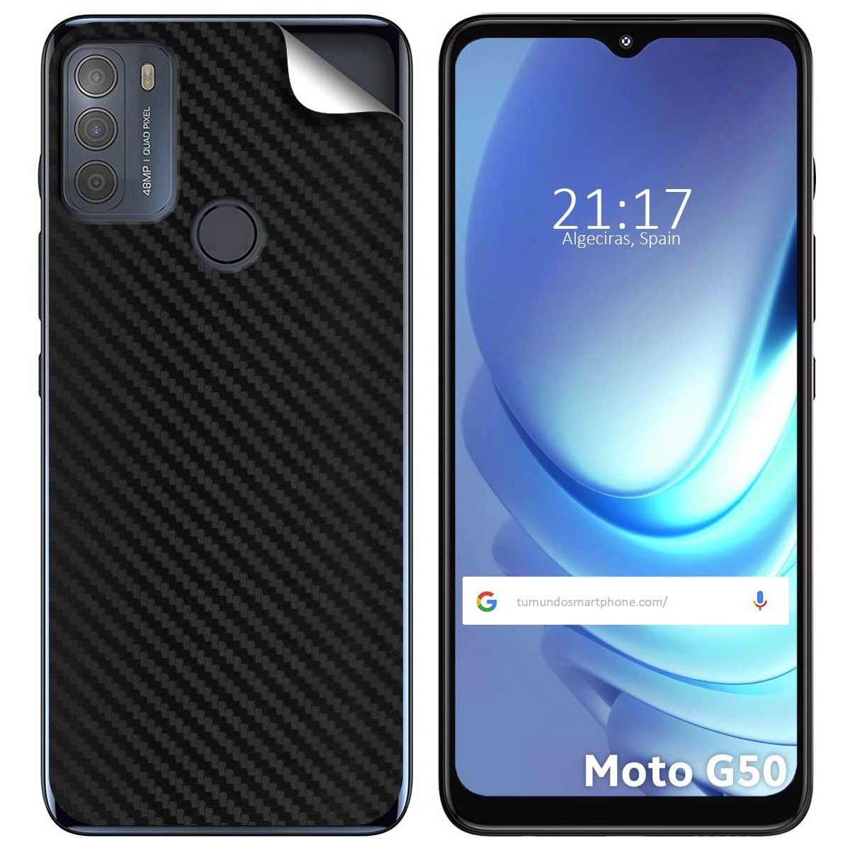 Pegatina Vinilo Autoadhesiva Textura Carbono para Motorola Moto G50 5G