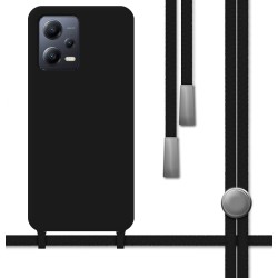 Funda Silicona Líquida con Cordón compatible con Xiaomi POCO X5 5G color Negra