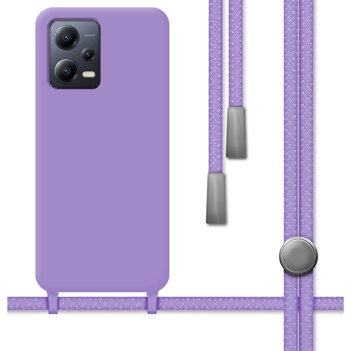 Funda Silicona Líquida con Cordón compatible con Xiaomi POCO X5 5G color Morada