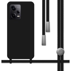Funda Silicona Líquida con Cordón compatible con Xiaomi Redmi Note 12 Pro 5G color Negra