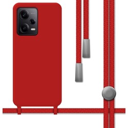 Funda Silicona Líquida con Cordón compatible con Xiaomi Redmi Note 12 Pro 5G color Roja