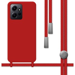 Funda Silicona Líquida con Cordón para Xiaomi Redmi Note 12 4G color Roja