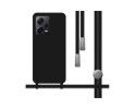 Funda Silicona Líquida con Cordón compatible con Xiaomi Redmi Note 12 Pro+ Plus 5G color Negra