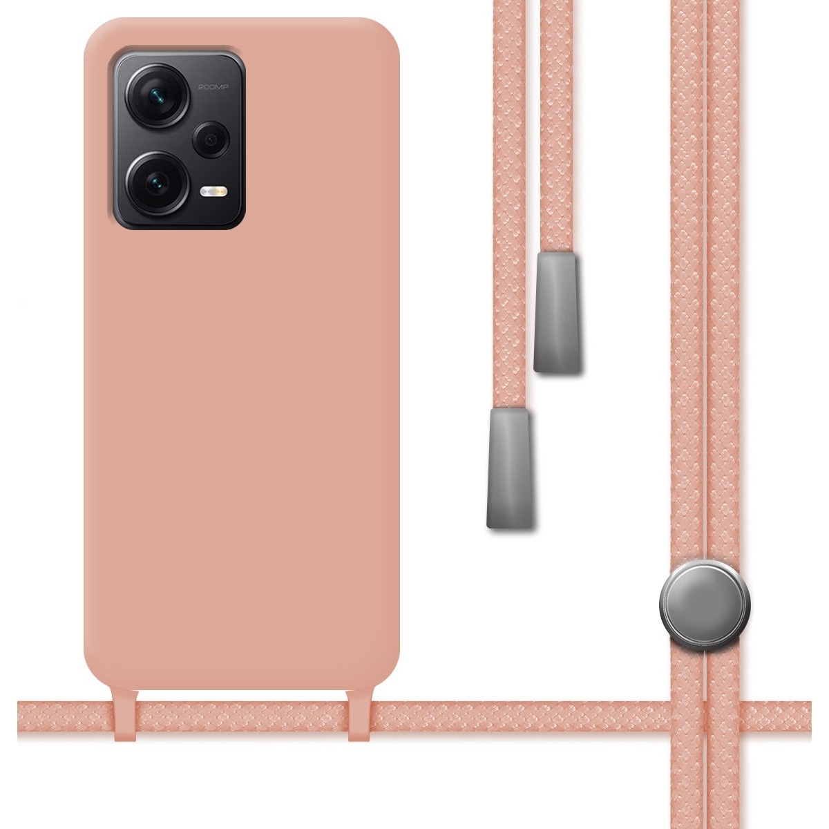 Funda Silicona Líquida con Cordón compatible con Xiaomi Redmi Note 12 Pro+ Plus 5G color Rosa