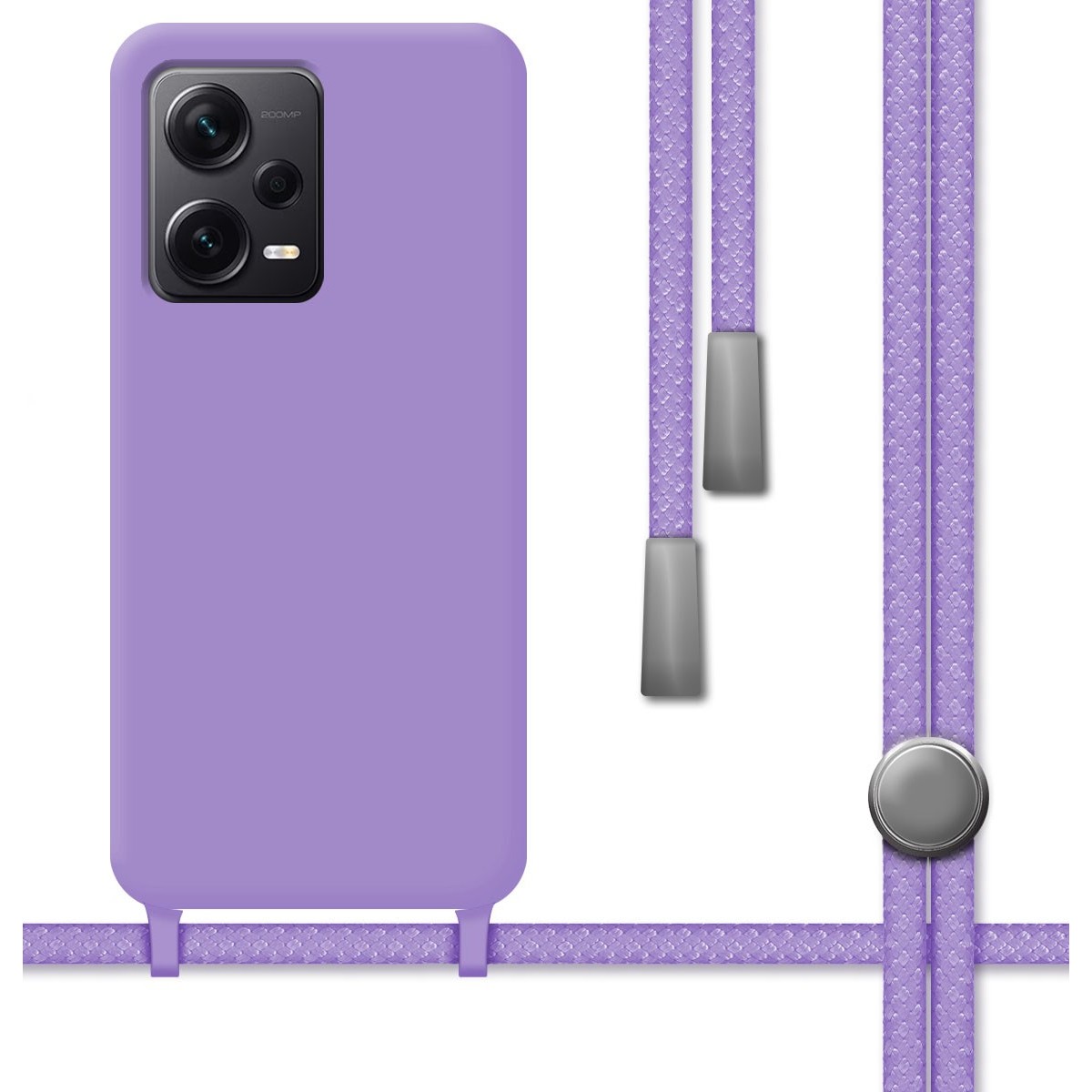 Funda Silicona Líquida con Cordón compatible con Xiaomi Redmi Note 12 Pro+ Plus 5G color Morada