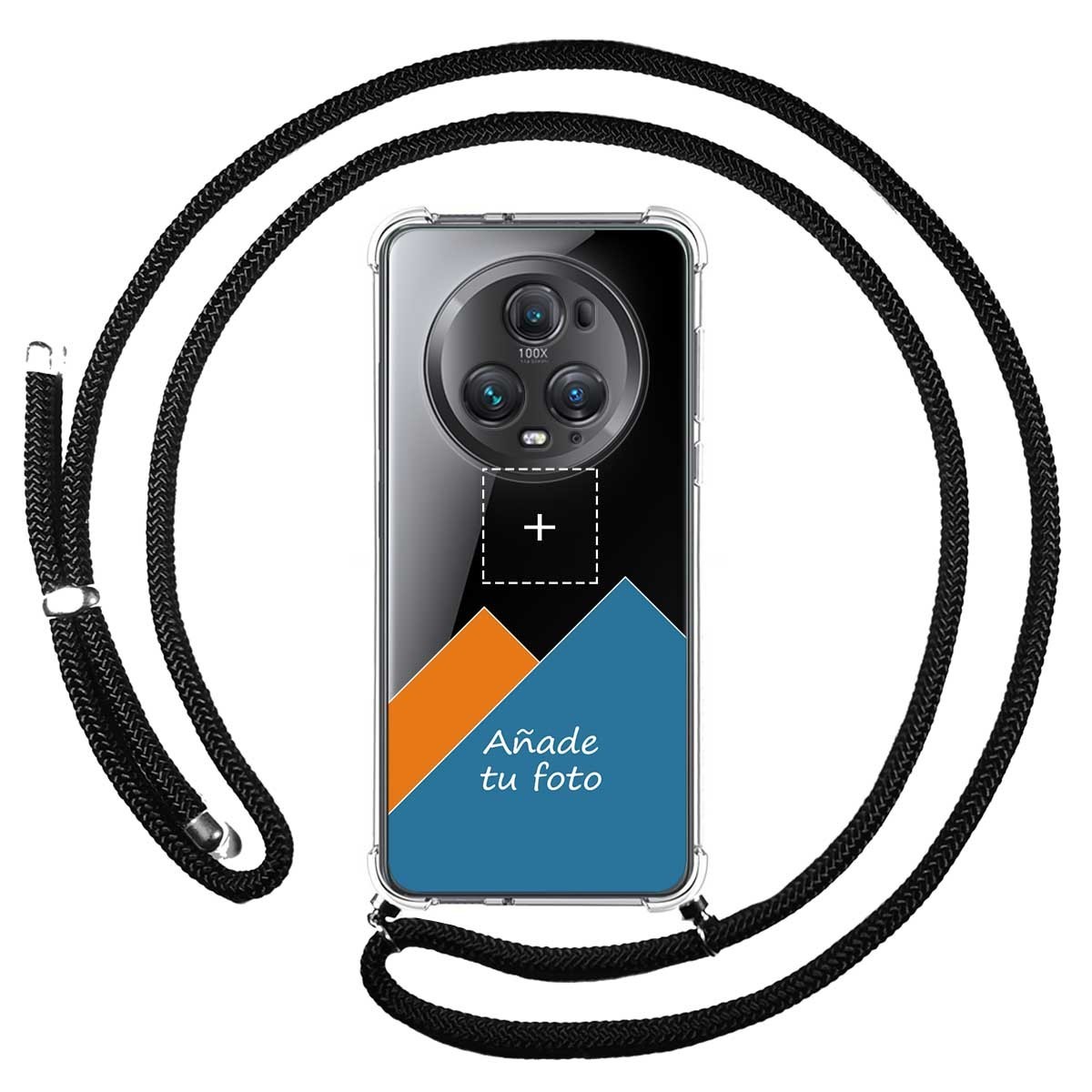 Personaliza tu Funda Colgante Transparente para Huawei Honor Magic 5 Pro 5G con Cordon Negro Dibujo Personalizada