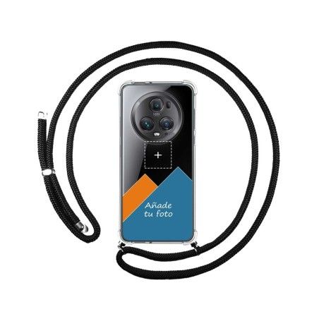 Personaliza tu Funda Colgante Transparente para Huawei Honor Magic 5 Pro 5G con Cordon Negro Dibujo Personalizada