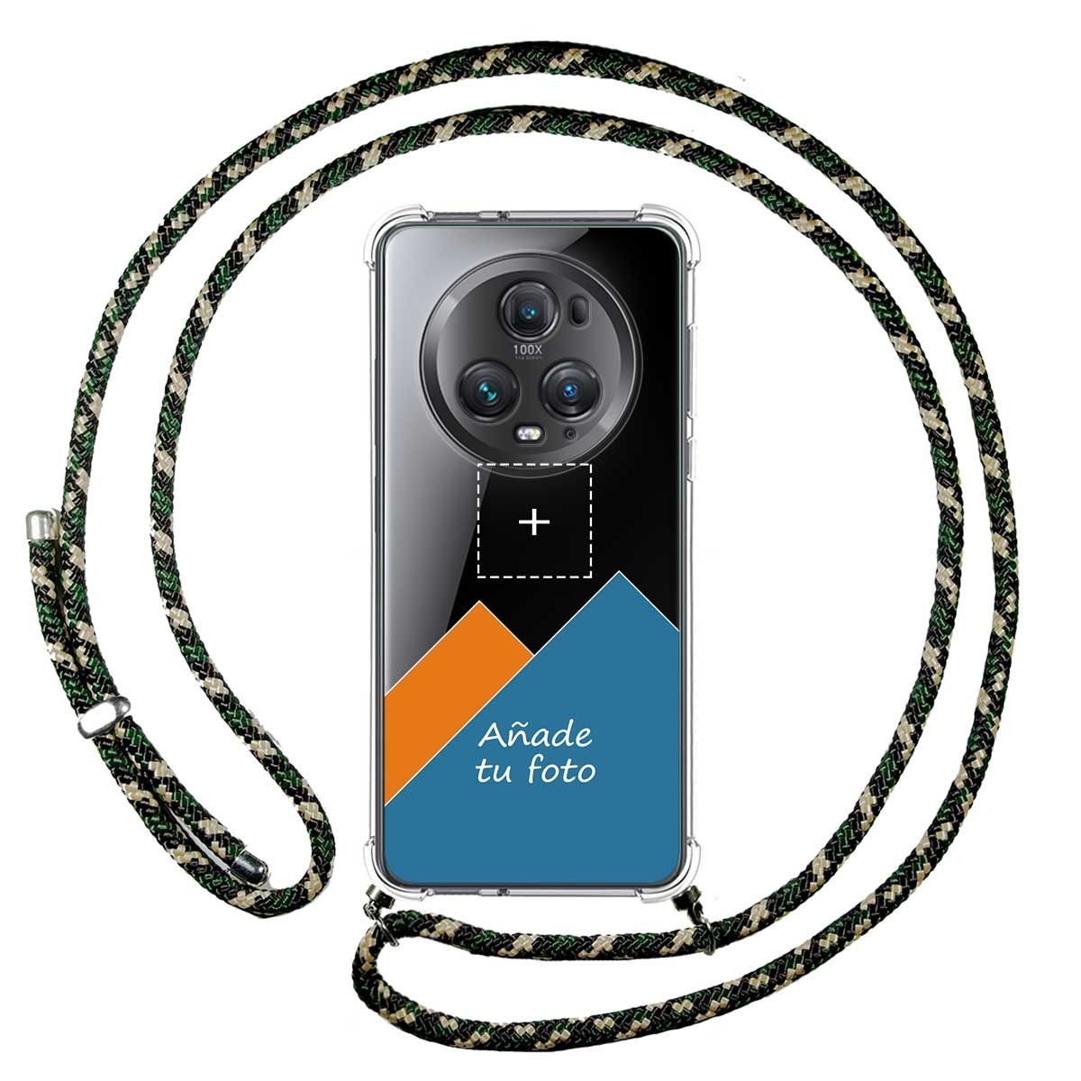 Personaliza tu Funda Colgante Transparente para Huawei Honor Magic 5 Pro 5G con Cordon Verde / Dorado Dibujo Personalizada