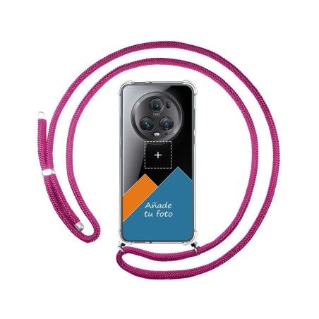 Personaliza tu Funda Colgante Transparente para Huawei Honor Magic 5 Pro 5G con Cordon Rosa Fucsia Dibujo Personalizada