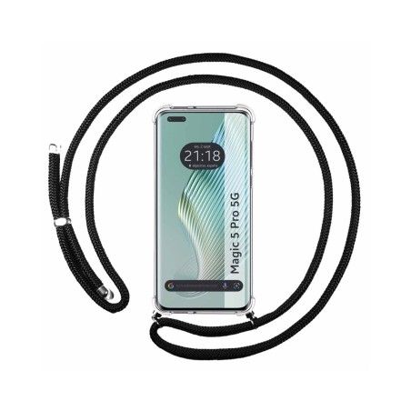 Funda Colgante Transparente para Huawei Honor Magic 5 Pro 5G con Cordon Negro
