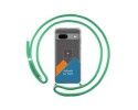 Personaliza tu Funda Colgante Transparente para Google Pixel 7a 5G con Cordon Verde Agua Dibujo Personalizada