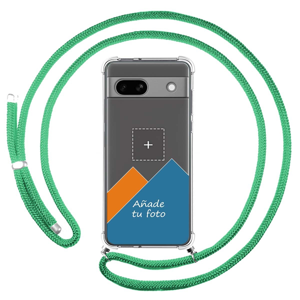 Personaliza tu Funda Colgante Transparente para Google Pixel 7a 5G con Cordon Verde Agua Dibujo Personalizada