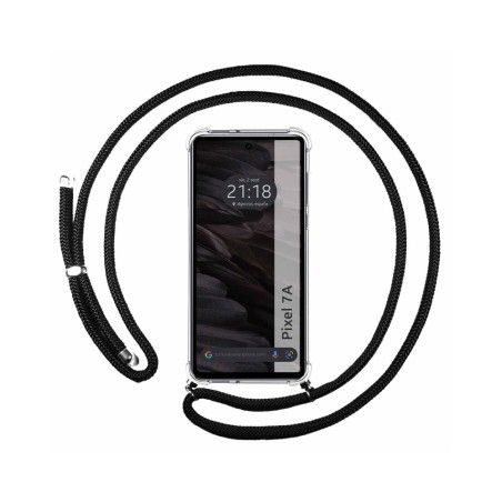 Funda Colgante Transparente para Google Pixel 7a 5G con Cordon Negro