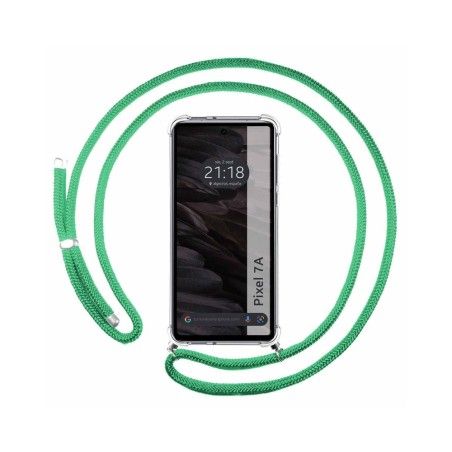 Funda Colgante Transparente para Google Pixel 7a 5G con Cordon Verde Agua