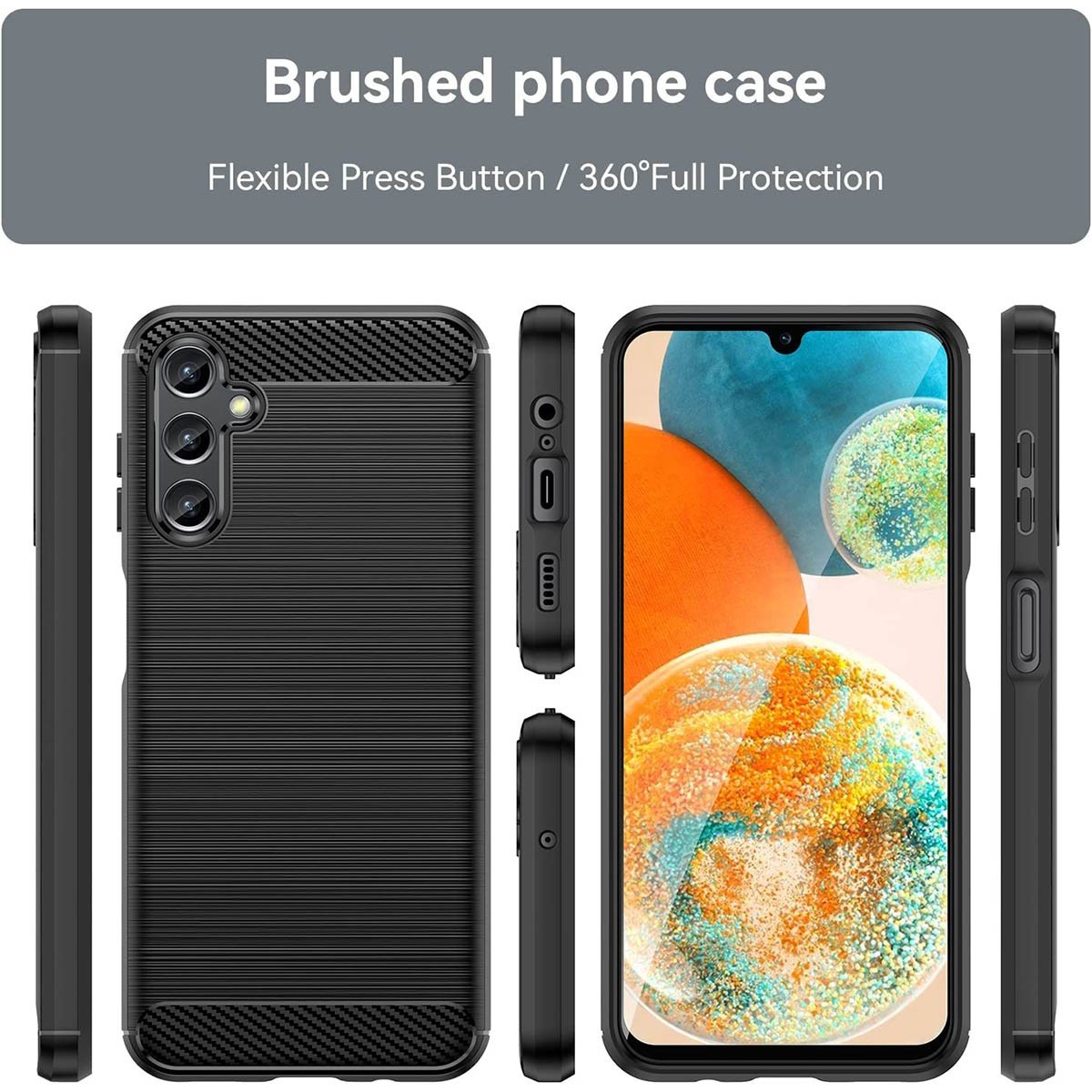 Funda Gel Tpu Tipo Carbon Negra para Samsung Galaxy A14 4G / 5G