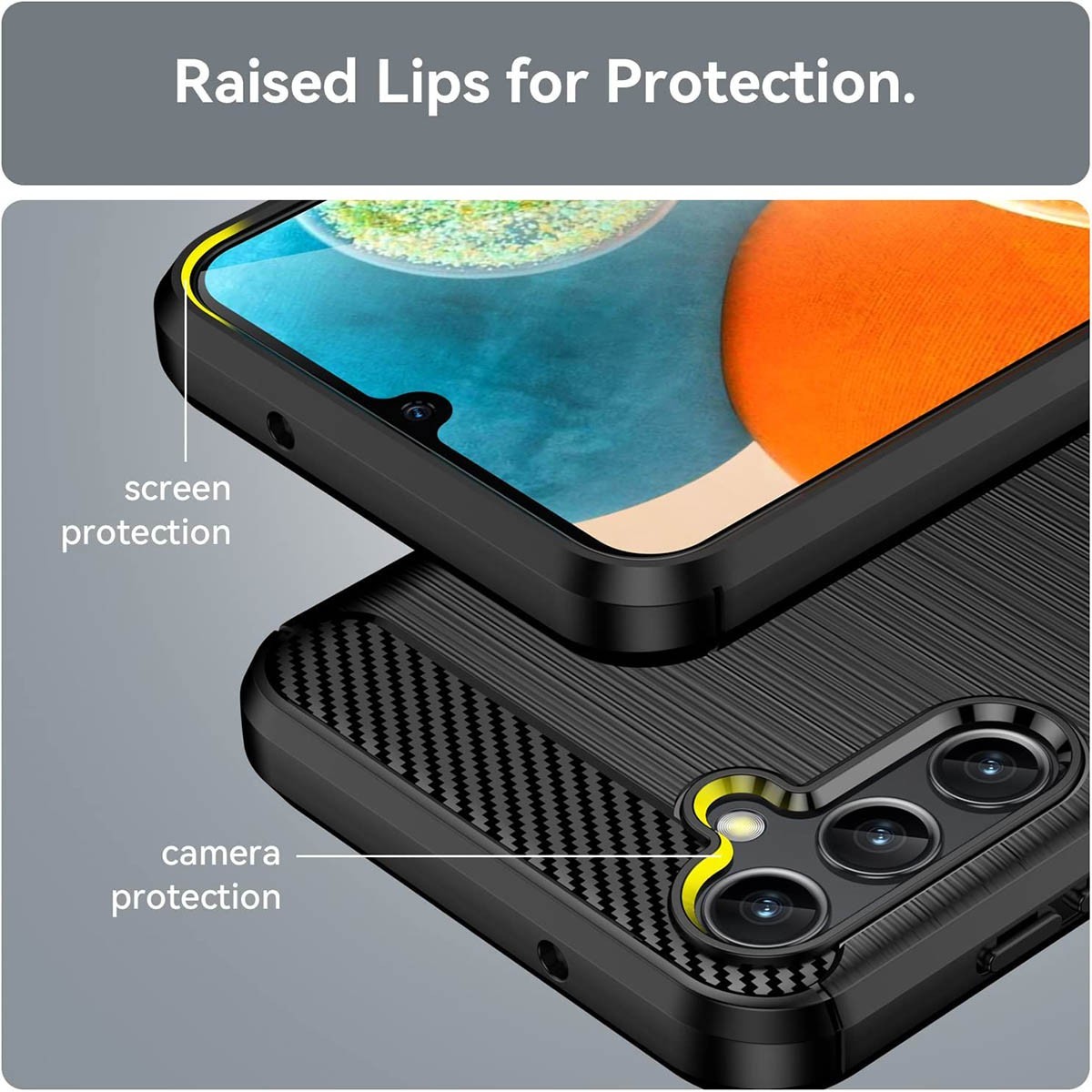 Funda Gel Tpu Tipo Carbon Negra para Samsung Galaxy A14 4G / 5G