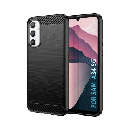 Funda Gel Tpu Tipo Carbon Negra para Samsung Galaxy A34 5G
