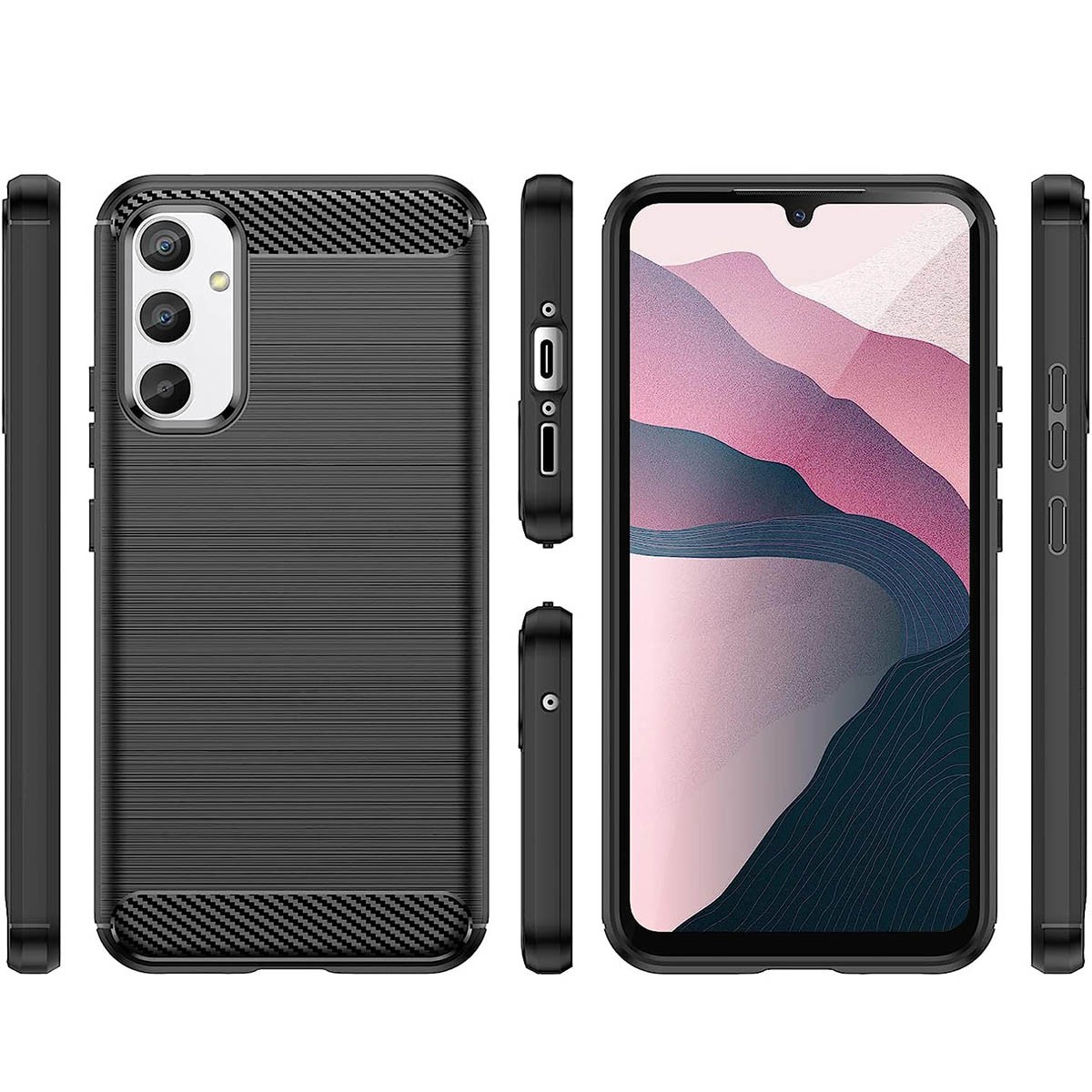 Funda Gel Tpu Tipo Carbon Negra para Samsung Galaxy A34 5G