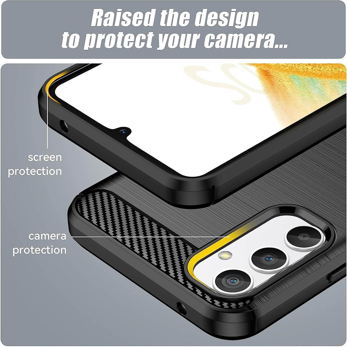 Funda Gel Tpu Tipo Carbon Negra para Samsung Galaxy A34 5G