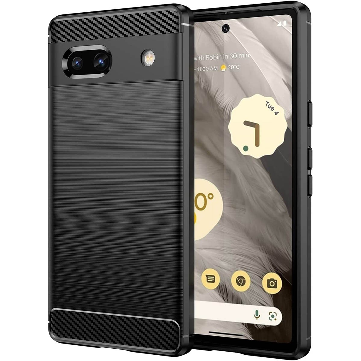 Funda Gel Tpu Tipo Carbon Negra para Google Pixel 7a 5G