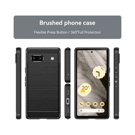 Funda Gel Tpu Tipo Carbon Negra para Google Pixel 7a 5G