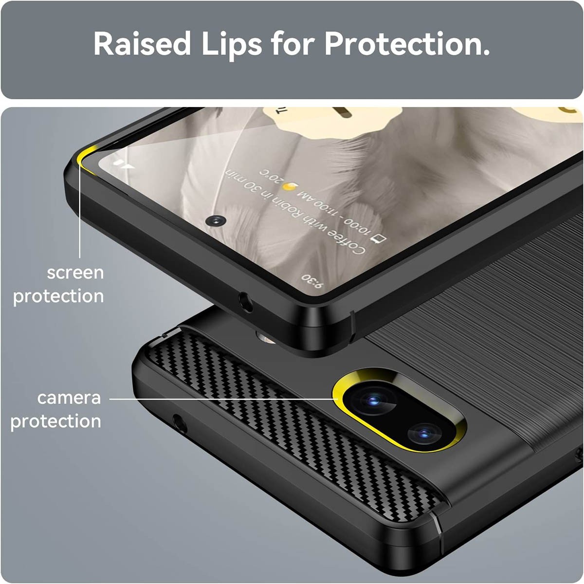 Funda Gel Tpu Tipo Carbon Negra para Google Pixel 7a 5G