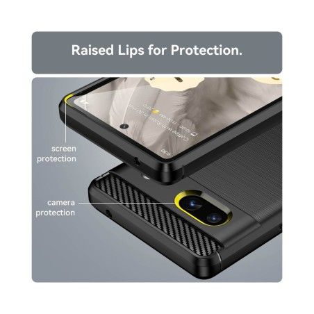 Funda Gel Tpu Tipo Carbon Negra para Google Pixel 7a 5G