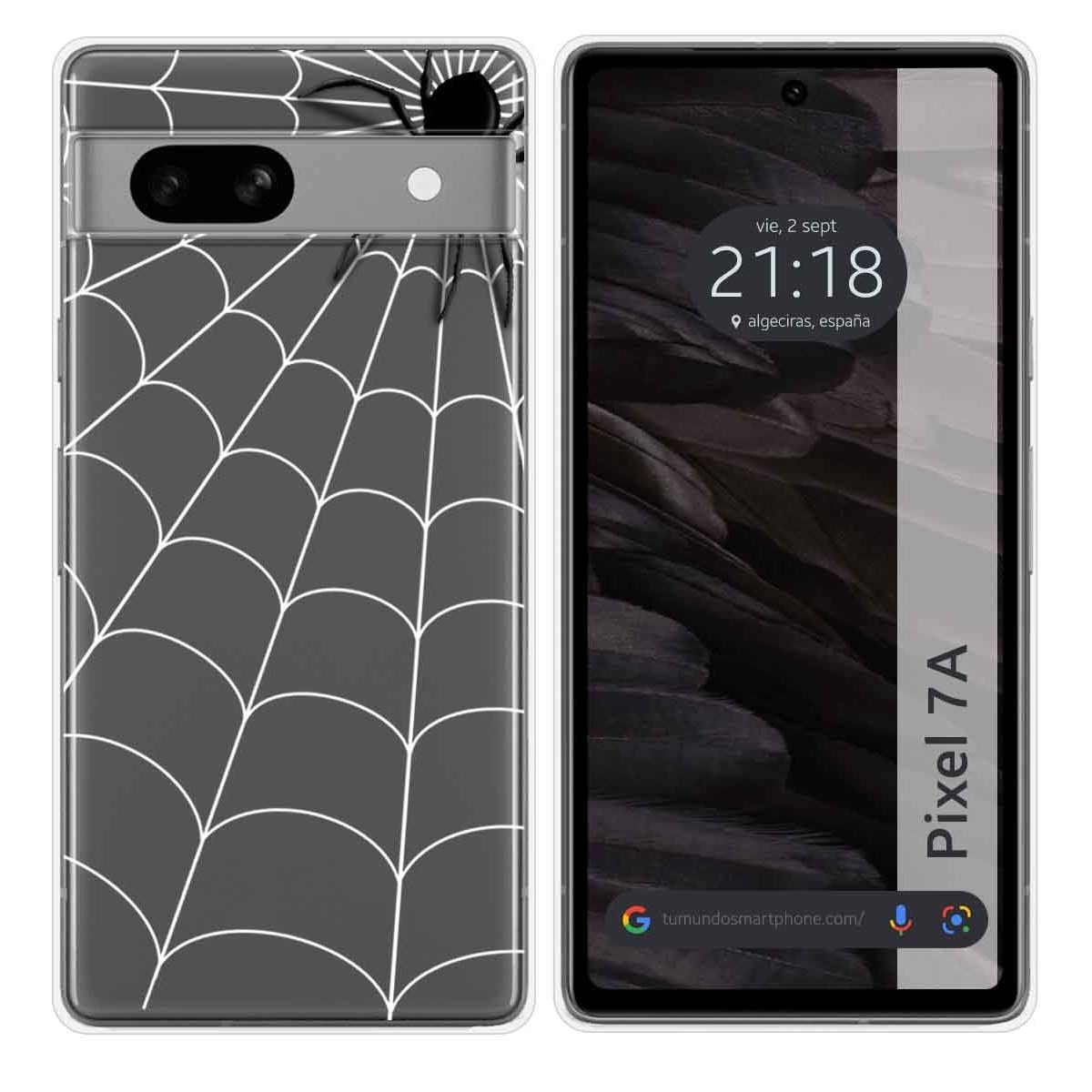 Funda Silicona Transparente para Google Pixel 7a 5G diseño Araña Dibujos