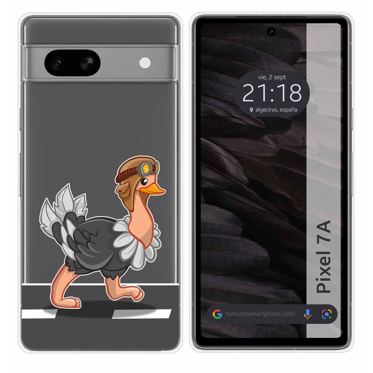 Funda Silicona Transparente para Google Pixel 7a 5G diseño Avestruz Dibujos
