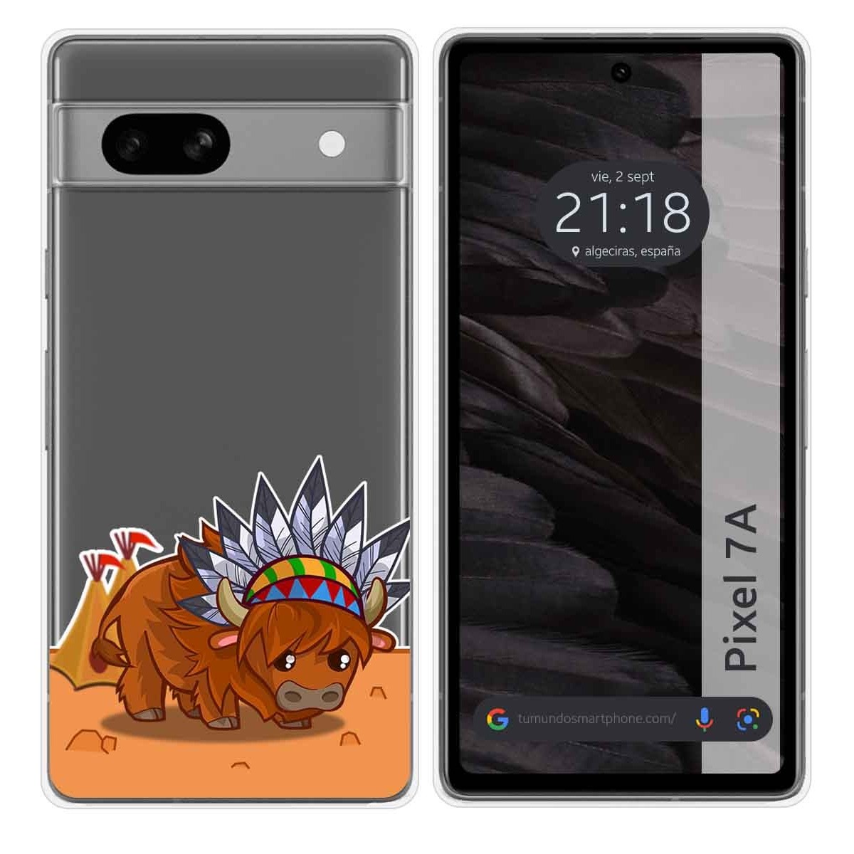 Funda Silicona Transparente para Google Pixel 7a 5G diseño Bufalo Dibujos
