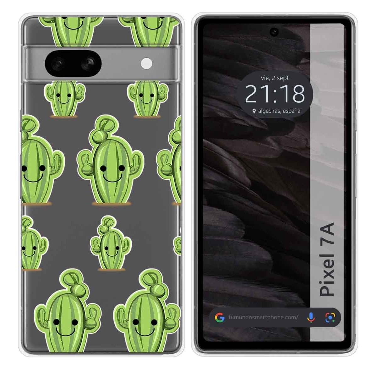 Funda Silicona Transparente para Google Pixel 7a 5G diseño Cactus Dibujos