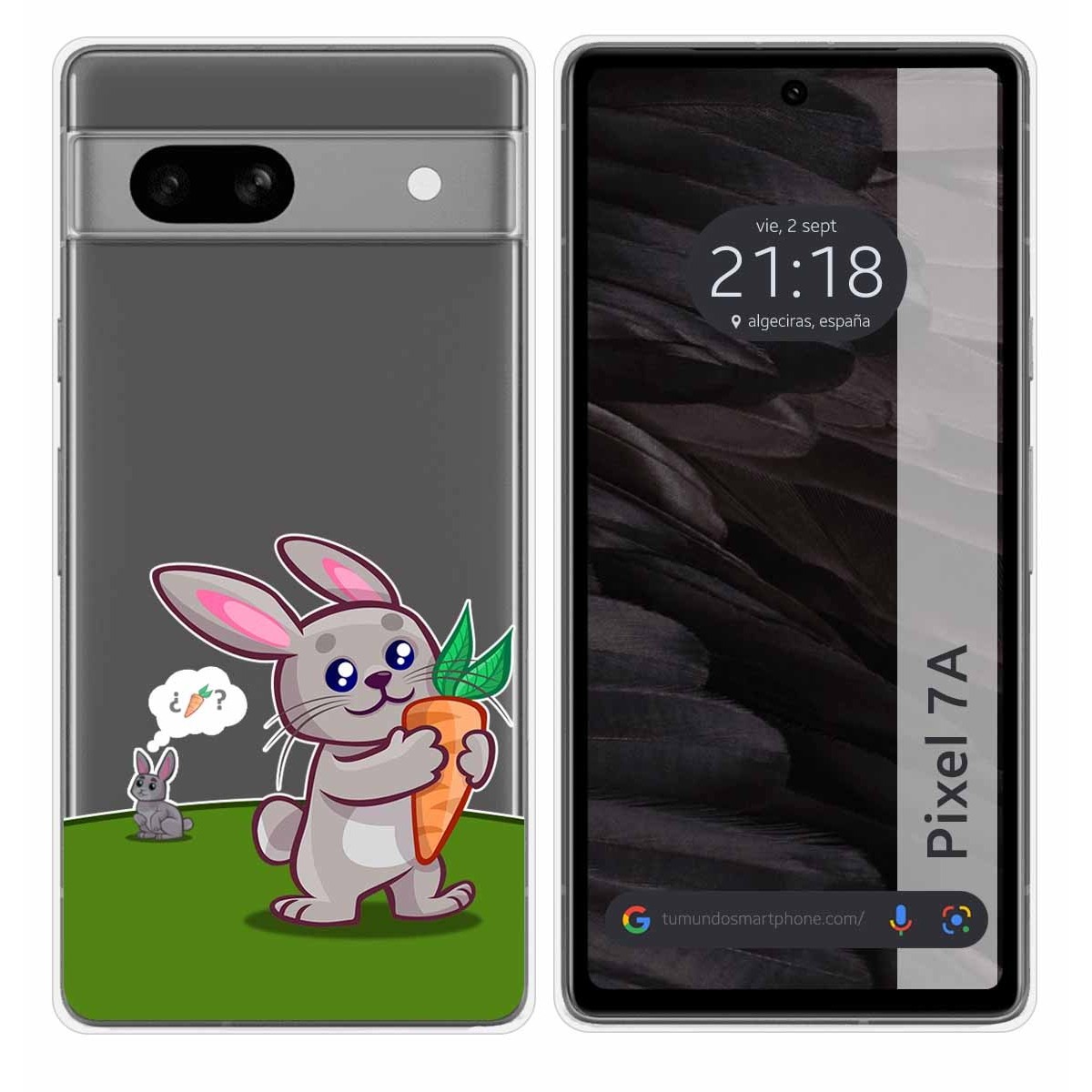 Funda Silicona Transparente para Google Pixel 7a 5G diseño Conejo Dibujos