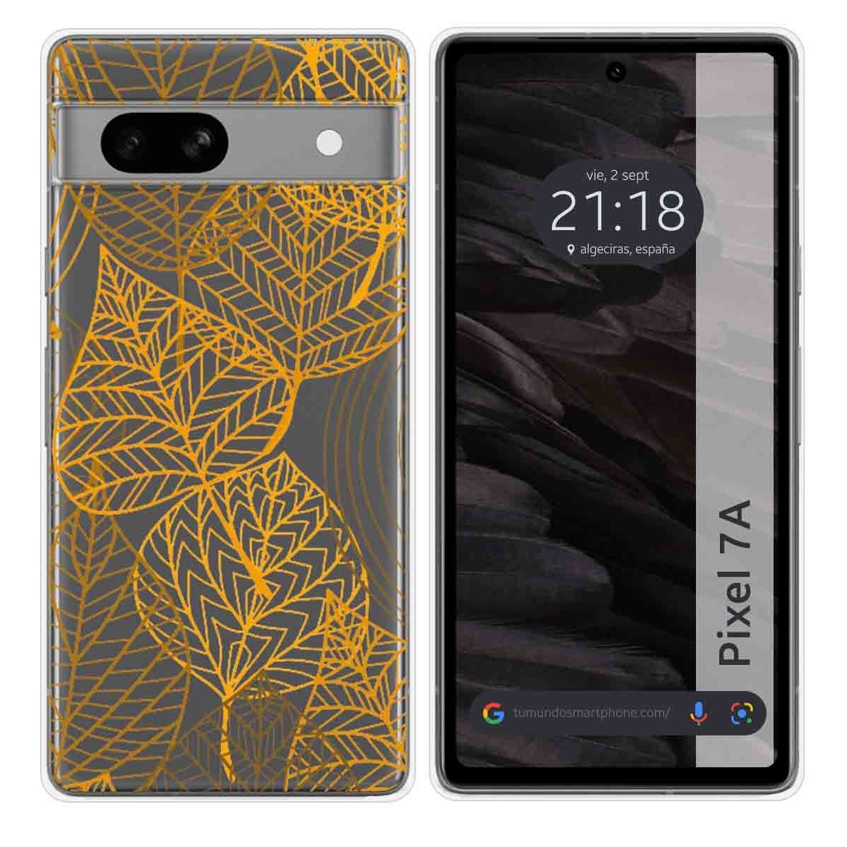 Funda Silicona Transparente para Google Pixel 7a 5G diseño Hojas Dibujos